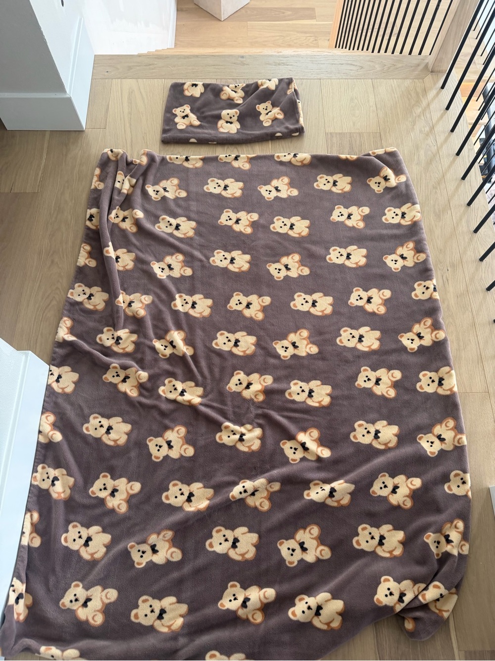 Teddy Bear Throw Blanket duvet cover with pillow cover Brown